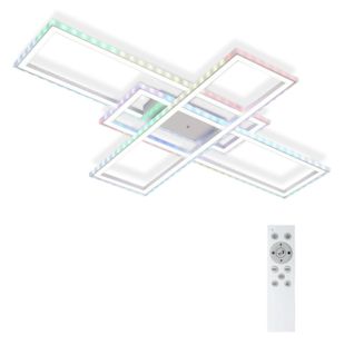 Plafonnier LED Salon Rvb Changement De Couleur Dimmable Avec Télécommande Moderne 50w