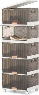 Boite Rangement Chaussures Empilables, Caisse Rangement Plastique Avec Couvercles, 4 Roulettes