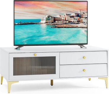 Meuble TV 2 Tiroirs, Meuble Pour Télé De 55 Pouces, Console TV 47,5", 120 X 62 X 46 Cm