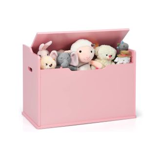 Coffre à Jouets En Bois Enfant Avec Coussin et Couvercle Rabattable, 74 X 39 X 52 Cm,rose