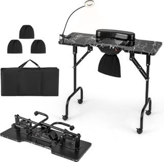 Table De Manucure Pliante Avec Aspirateur (noir, 90 X 40 X 77 Cm)