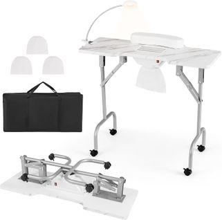 Table De Manucure Pliante Avec Aspirateur (blanc,90 X 40 X 77 Cm)