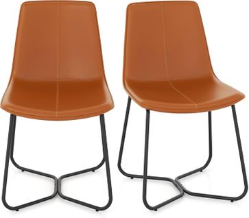 Chaises Salle à Manger Lot De 2, Chaises Cuisine Pu, Pieds Métalliques, Couture Vintage