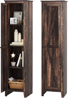Armoire De Salle De Bain De 180 Cm De Haute, Meuble De Rangement, Colonne(marron Rustique)