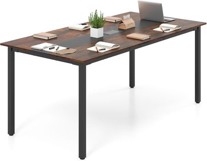 Table De Conférence180 X 90 Cm, Table De Réunion Pour 8-10 Personnes, Marron Rustique