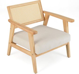 Chaise D'appoint En Velours Côtelé, Chaise De Loisirs D'ntérieur Avec Siège Rembourré , Naturel