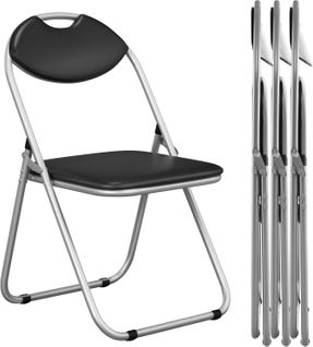 Lot De 4 Chaise Pliante En Métal, Charge 115 Kg, Sans Assemblage, Noir Moderne