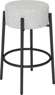 Tabouret De Bar En Lin, Chaise De Bar Rembourré Avec Repose-pieds, Cadre En Métal, Patins Réglables