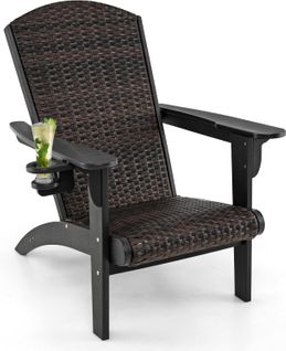 Fauteuil Jardin Exterieur, Chaise Adirondack En Hdpe, 92 X 76 X 100 Cm, Charge 150 Kg (noir)