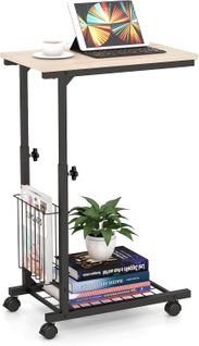 Table D'appoint à Roulettes, Bout De Canapé En Forme De C Avec Porte-revues, Table De Lit à Roulette