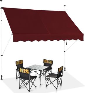 Store Banne Manuel Rétractable De 2 X 1,25m Avec Manivelle Hauteur Réglable 200-300cm (rouge)