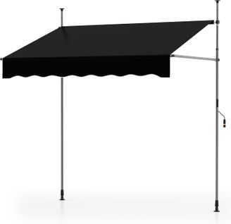 Store Banne Manuel Rétractable De 2 X 1,2m Avec Manivelle Hauteur Réglable 210-300cm (noir)