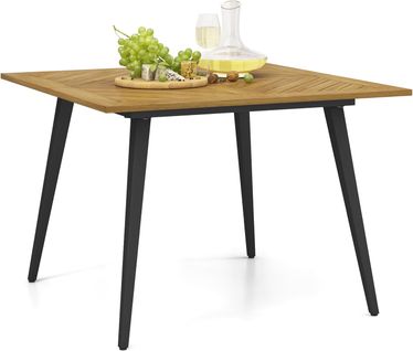 Table De Jardin En Bois D'acacia Pour 4 Personnes, Table Avec Trou Pour Parasol 5 Cm,naturel