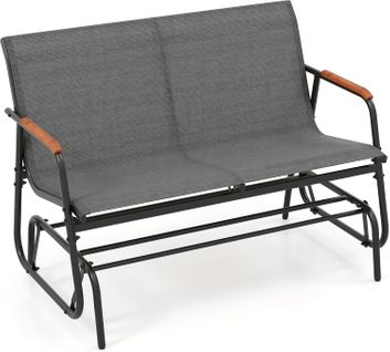 Banc Exterieur Jardin à Bascule, Banc De Jardin, Charge 300 Kg, Cadre En Métal (115 × 74 × 84 Cm)