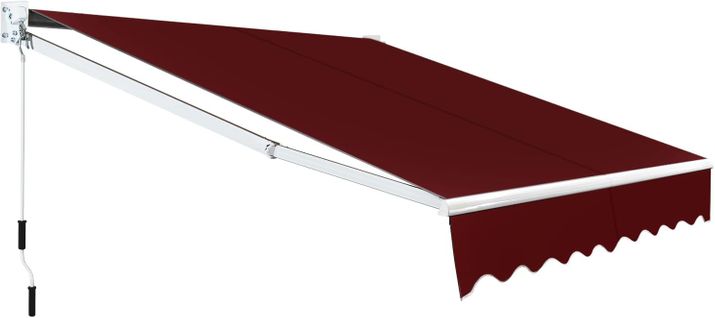 Store Banne Manuel Rétractable De 245 X 200cm Angle Ajustable 40°-100°, Auvent De Terrasse  (rouge)