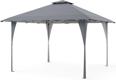 Tonnelle De Jardin Pop-up Toit Aéré 395x395cm, Tente Réception Instantané (gris)