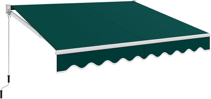 Store Banne Manuel Rétractable De 295 X 250cm Angle Ajustable 40°-100°, Auvent De Terrasse (vert)