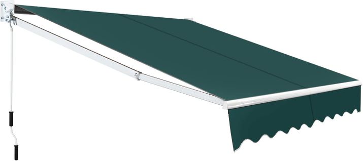 Store Banne Manuel Rétractable De 245 X 200cm Angle Ajustable 40°-100°, Auvent De Terrasse  (vert)