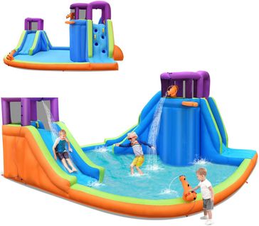 Château Gonflable Avec 2 Toboggans et Grande Piscine,pour 3 Enfants De 3-10 Ans,multicolore