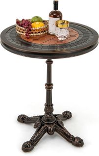 Table De Salle à Manger Ronde De 60,5 Cm, Table Bistro En Aluminium Coulé,bronze