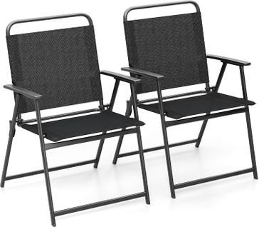 Lot De 2 Chaise Pliante, Cadre En Metal, Tissu, Fauteuil, 57 X 55 X 83 Cm, Noir