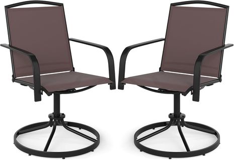 Lot De 2 Chaises De Jardin Exterieur, Fauteuils à Bascule à 360°, 66 X 56 X 92,5 Cm (café)