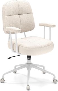 Chaise De Bureau, Chaise De Travail Avec Dossier Rembourré Et Accoudoirs Matelassés (beige)