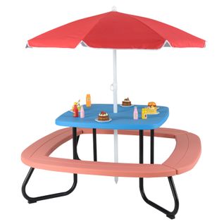 Table De Pique-nique Enfant En Hdpe Avec Parasol Amovible Et Réglable