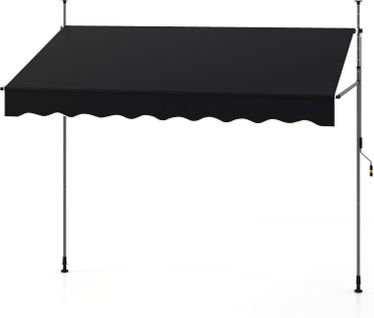 Store Banne Manuel Rétractable De 2,5 X 1,2/1,35/1,5m, Hauteur Réglable 210-300cm(noir)