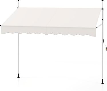 Store Banne Manuel Rétractable De 2,5 X 1,2/1,35/1,5m, Hauteur Réglable 210-300cm (blanc)