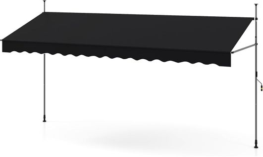 Store Banne Manuel Rétractable De 4 X 1,2/1,35/1,5m, Hauteur Réglable 210-300cm (noir)