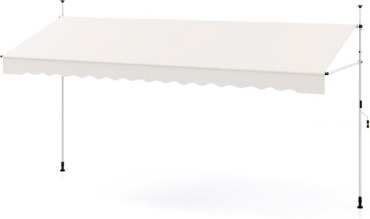 Store Banne Manuel Rétractable De 4 X 1,2/1,35/1,5m, Hauteur Réglable 210-300cm (blanc)