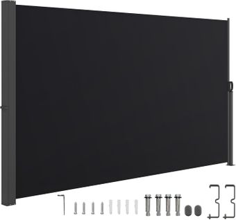 Brise-vue Rétractable 3 X 1,8 M, Store Latéral Extérieur Avec Poignée Latéral (noir)