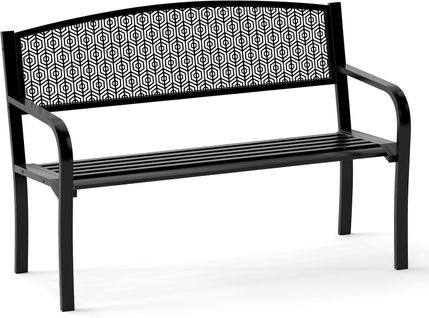 Banc Exterieur Jardin, Dossier à Motifs, Siège à Lattes, Antidérapants (noir,128 X 60 X 86 Cm)
