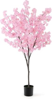 Plante Artificielle En Pot Remplies De Ciment 190cm Avec 900 Fleurs Roses, Fausse Cerisier