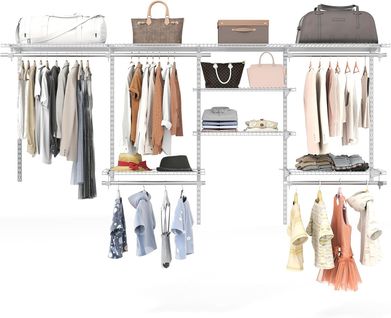 Système De Rangement De Placard à Fil Métallique 250 Cm, Penderie Murale Extensible (blanc)
