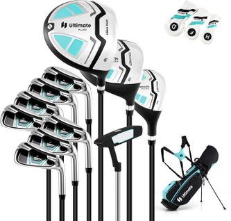 Ensemble Club De Golf Portable, Sac Trépied Avec Driver 460cc #1, Bois #3 Hybride Fers