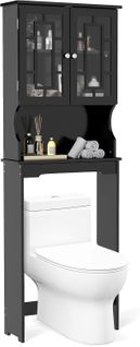 Etagère De Salle De Bainavec Armoire Avec 2 Portes Et Etagère Ouverte, Blanc (noir)