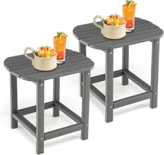 Lot De 2 Tables D'appoint D'extérieur, Table De Style Adirondack, 48 X 37 X 46 Cm