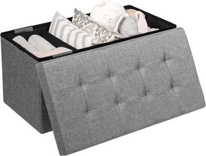 Banc De Rangement Pliable En Tissu, Bac Intérieur Amovible, 80 × 40,5 X 40,5 Cm (gris Clair)