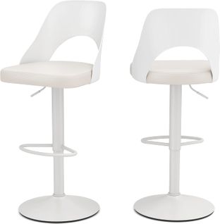 Lot De 2 Tabourets De Bar, Chaise De Bar Avec Siège Élargi, Repose-pieds, Design Modernes (blanc,2)