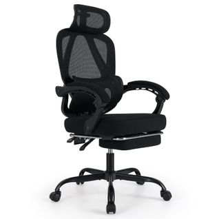 Chaise De Bureau Ergonomique,dossier Haut En Maille,inclinable De 135°,repose-pieds Rétractable,noir