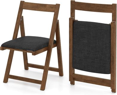Lot De 2 Chaise Pliante, Chaises De Salle à Manger Rembourrées, Bois De Caoutchouc (noyer+gris)