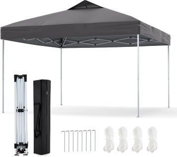 Tonnelle De Jardin Pop-up 295 X 295 Cm, Tente Réception Pliant Avec Verrouillage Central (gris)