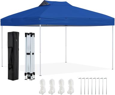 Tonnelle De Jardin Pop-up 295 X 295 Cm, Tente Réception Pliant Avec Verrouillage Central (bleu)