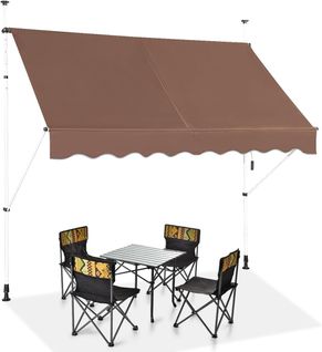 Store Banne Rétractable De 2,5 X 1,25m Avec Manivelle Hauteur Réglable 200-300cm (brun)