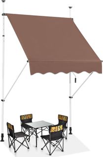 Store Banne Rétractable De 1,5 X 1,25m Avec Manivelle Hauteur Réglable 200-300cm (brun)