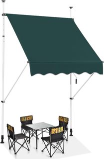 Store Banne Rétractable De 1,5 X 1,25m Avec Manivelle Hauteur Réglable 200-300cm (vert)