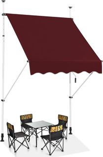 Store Banne Rétractable De 1,5 X 1,25m Avec Manivelle Hauteur Réglable 200-300cm (rouge)