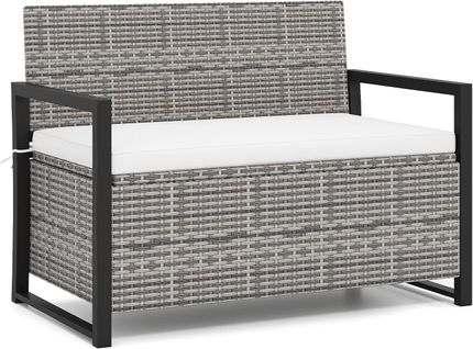 2 En 1 Banc Coffre Exterieur En Rotin Pe, Coffre De Rangement 150 L, 117 × 62 × 85 Cm